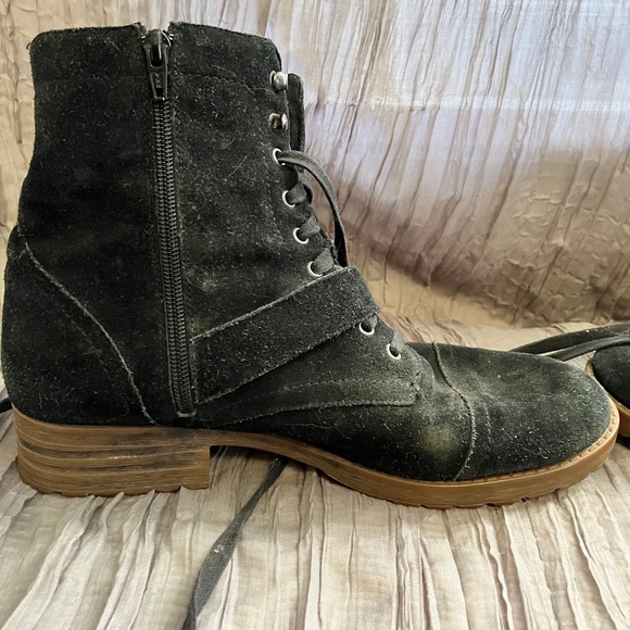 Suede Lace-up Boots with Buckle - Picture 5 of 7